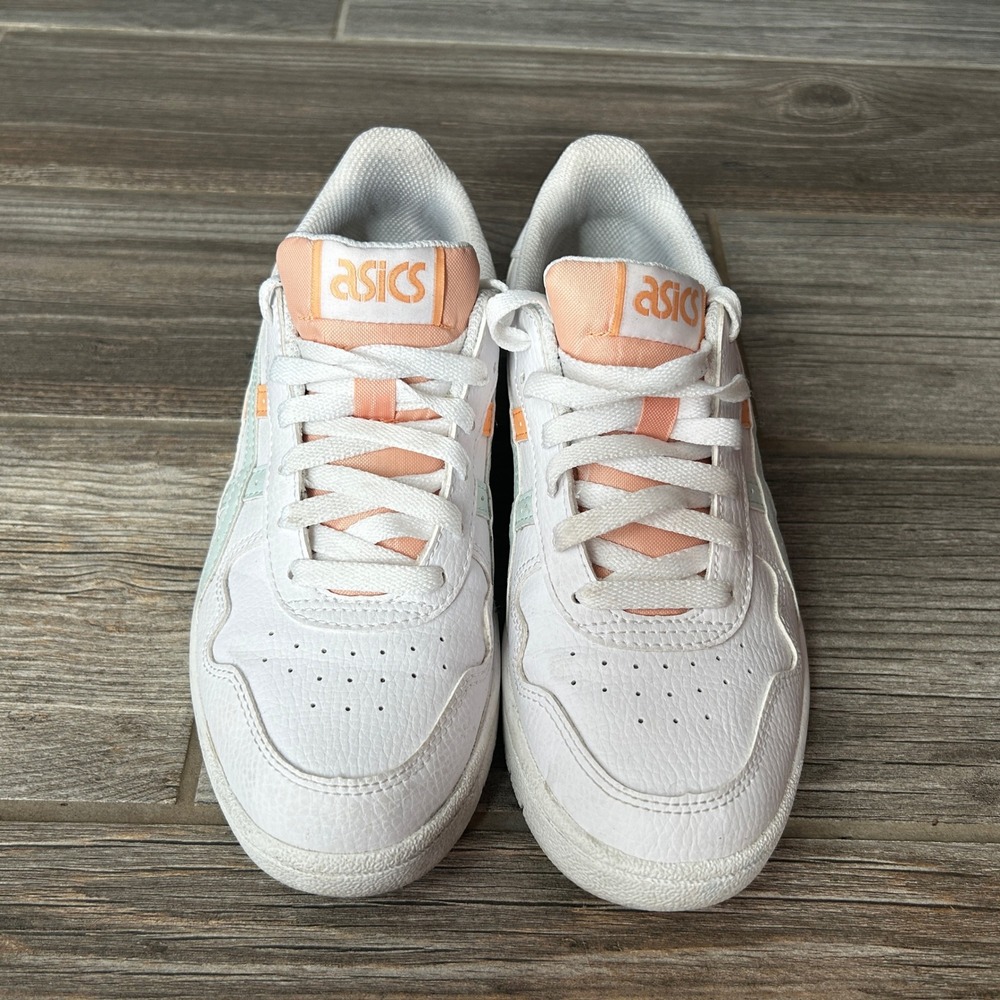 ASICS Kids Court Shoes White Peach Mint‎ Sneakers Girls Size 4.5